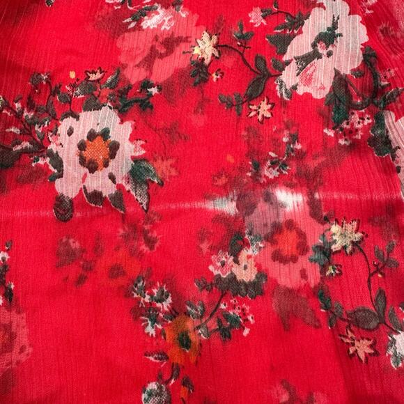 Urban Outfitters Dress Womens Small Red Floral Smocked Maxi Cottagecore Peasant - Picture 8 of 14